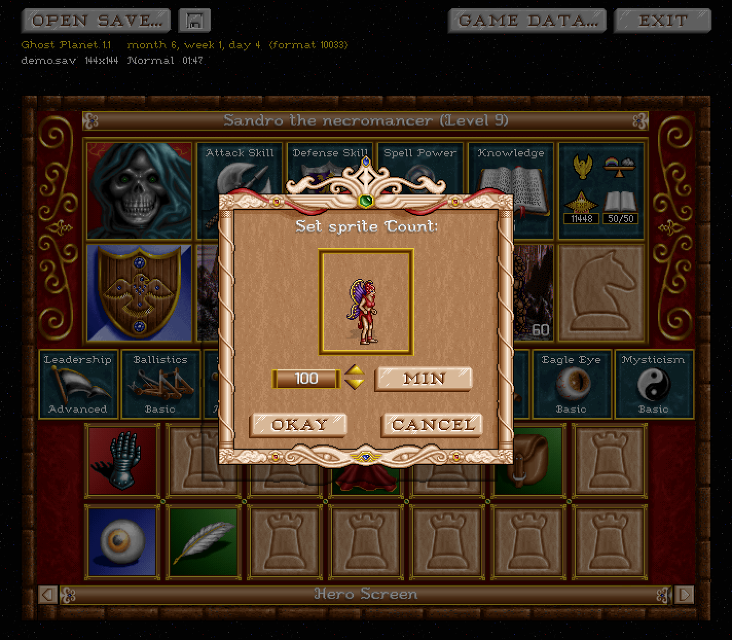 Setting the number of creatures in an army slot